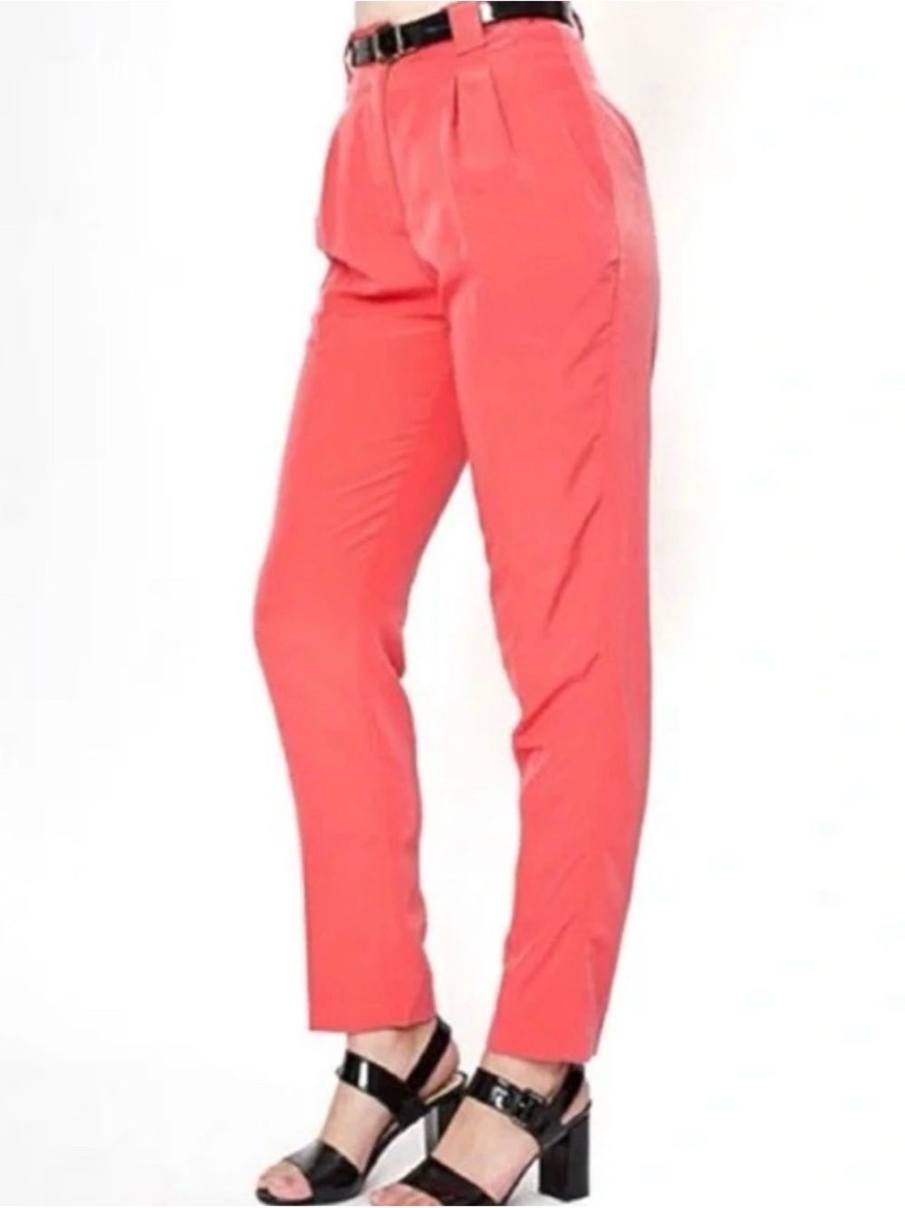 American Apparel Coral High-Waist Cropped Tapered Pants